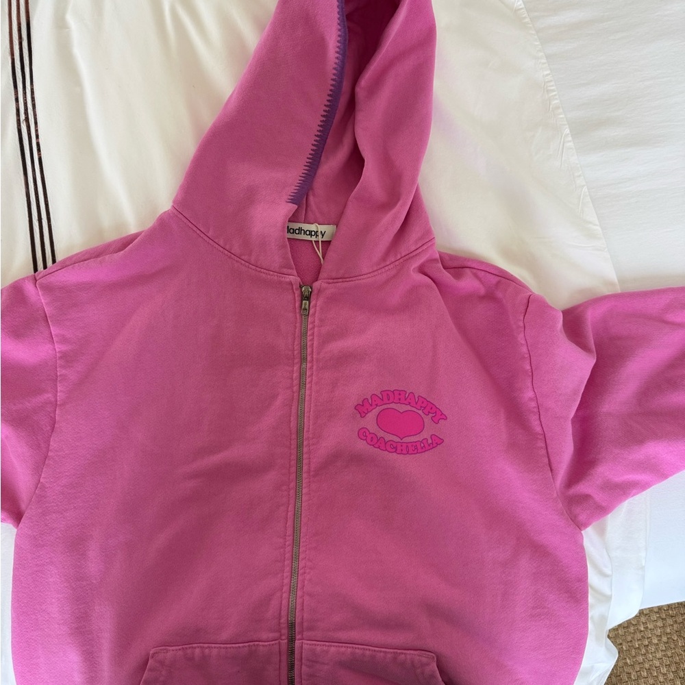 Madhappy Vibrant Pink Hoodie Coachella zip up. - Picture 4 of 9